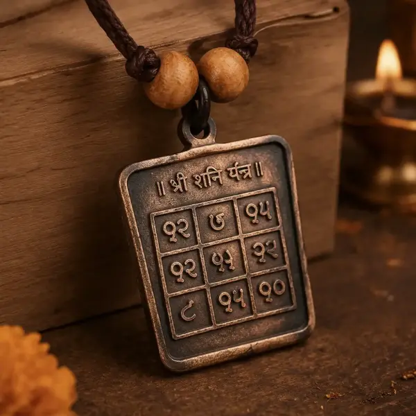 Shani Yantra Copper Locket – Sacred Saturn Protection Pendant for Shani Dosha & Positive Energy
