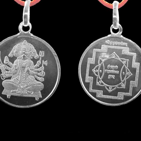 Panchmukhi Hanuman Yantra Pendant In Pure Silver