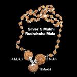 Rudraksha Combination for Wisdom 4,5,11 Mukhi Nepal in Silver Mala