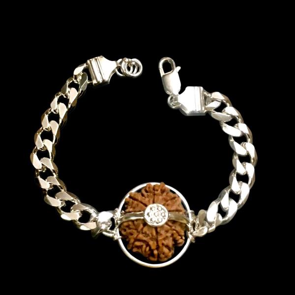 8 Mukhi Nepal Rudraksha In Pure Silver Bracelet