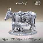 Cow With Calf In Pure 925 Silver