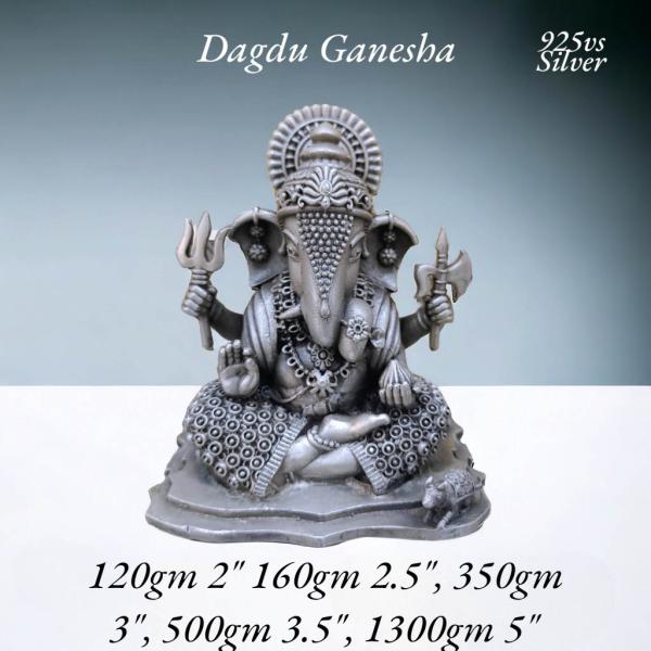 Shreemant Dagdusheth Halwai Ganesh Idol In Pure 925 Silver