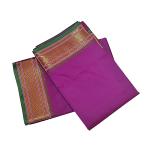 Violet Dhoti With Shawl In Pure Silk Golden Border