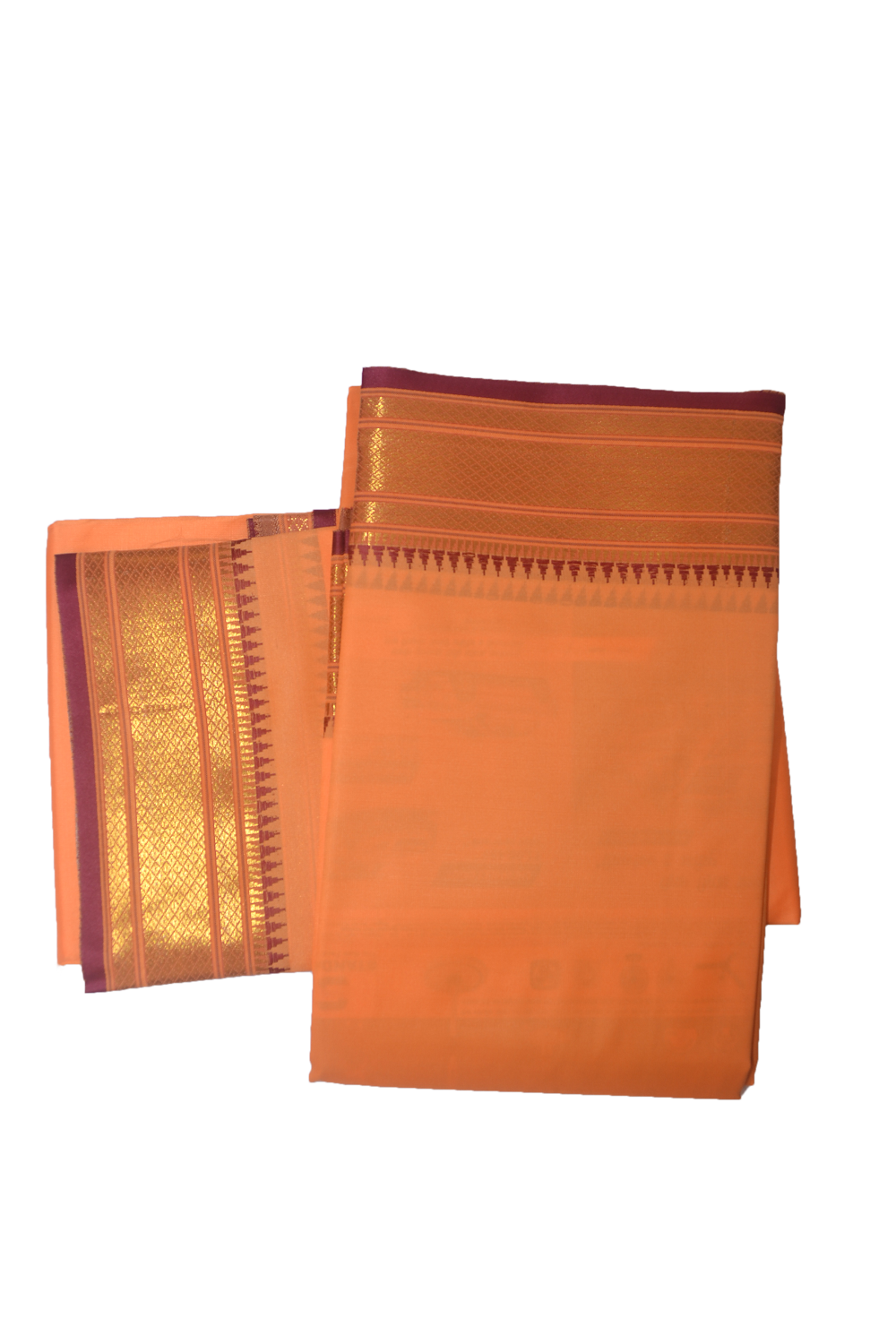 Yellow Dhoti With Shawl In Pure Silk Golden Border