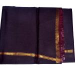 Black Dhoti With Shawl In Pure Silk Golden Border