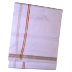 White Dhoti With Shawl In Pure Silk Golden Border