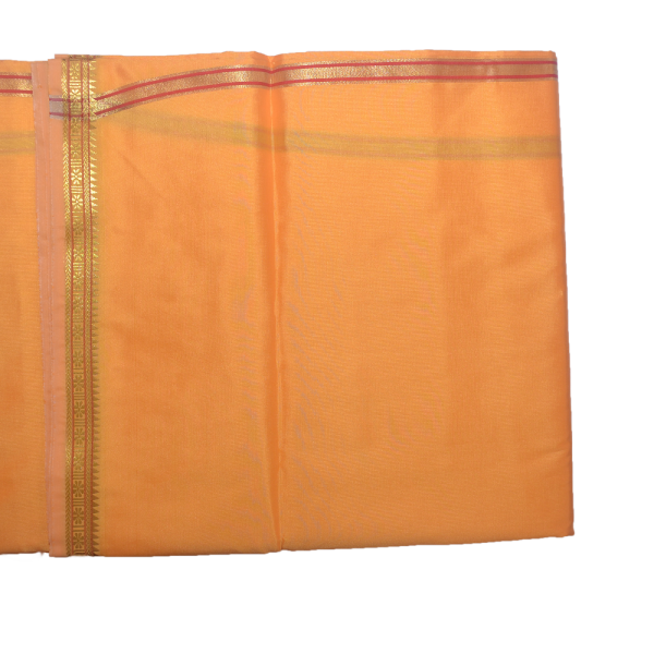 Yellow Dhoti With Shawl In Pure Silk Golden Border