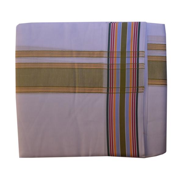 White Dhoti With Shawl In Pure Cotton