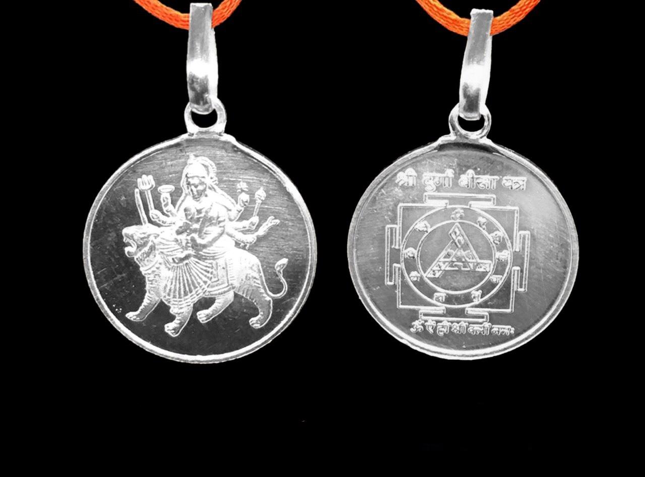 Durga Bisa Yantra Pendant In Pure Silver