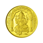 Lord Ganesh Coin In Pure Silver Gold Plated 5 Gms