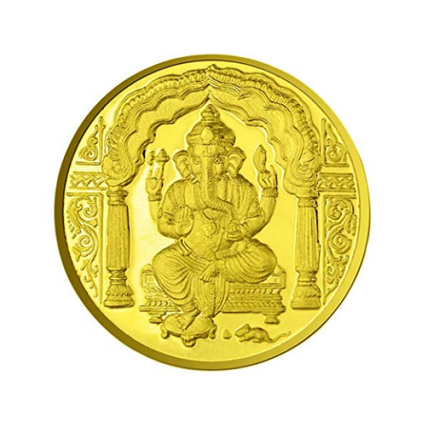 Lord Ganesh Coin In Pure Silver Gold Plated 150 Gms