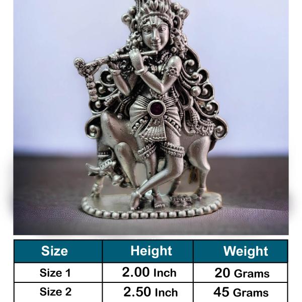 Shree Krishna Idol In Pure 925 Silver (2)