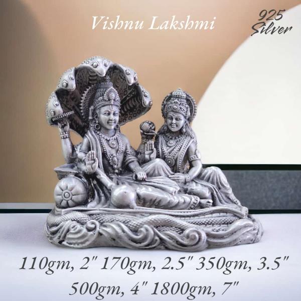 Vishnu Laxmi Idol In Pure 925 Silver (2)