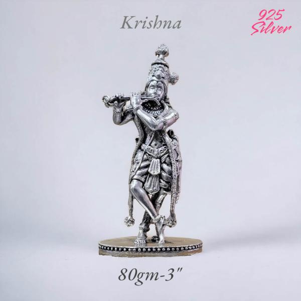 Shree Krishna Idol In Pure 925 Silver-(7)