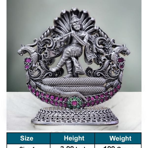 Shree Krishna Idol In Pure 925 Silver (6)
