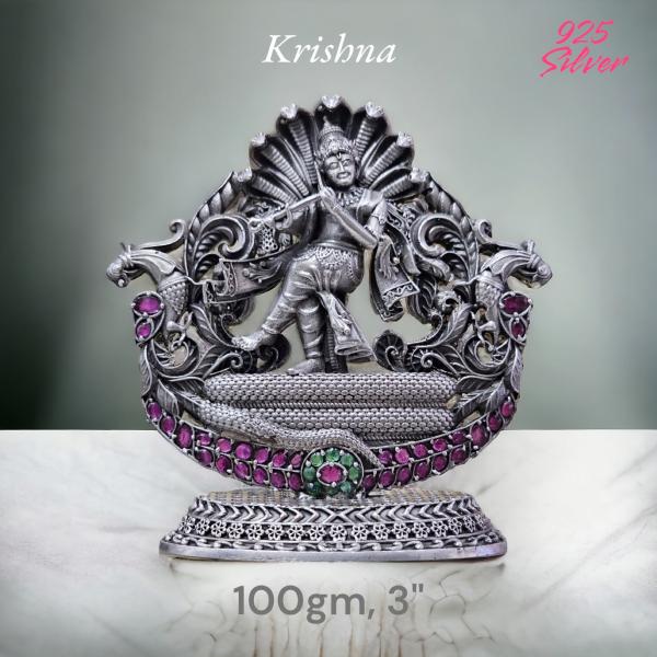 Shree Krishna Idol In Pure 925 Silver (6)