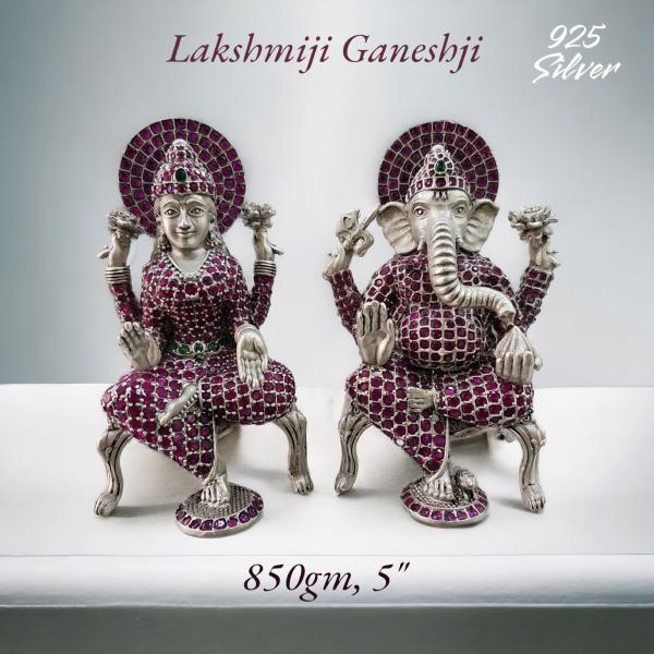 Ganesh Laxmi Idol In Pure 925 Silver