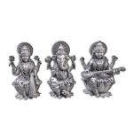 Ganesh Laxmi Saraswati Idol In Pure 925 Silver (1)