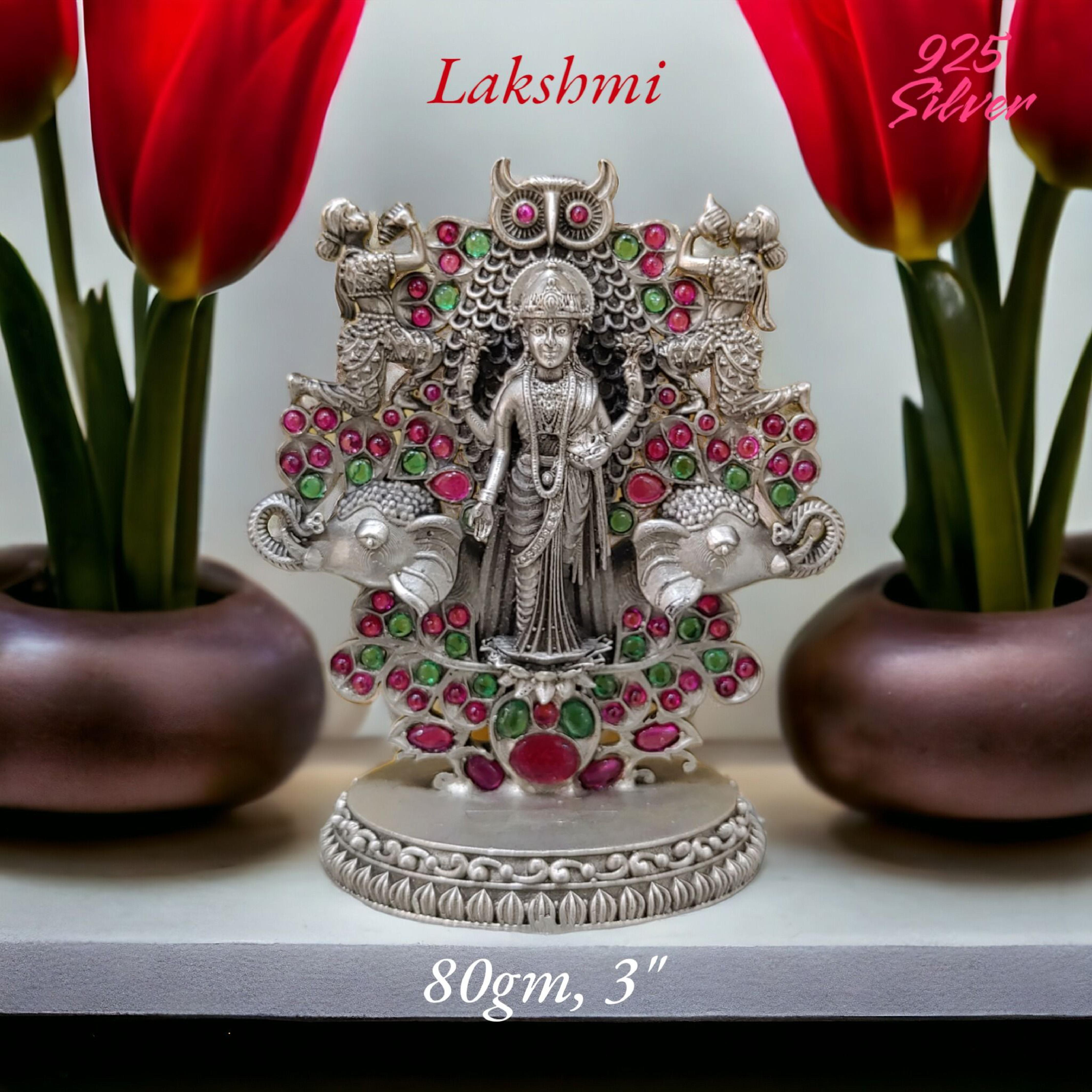 Goddess Laxmi Idol In Pure 925 Silver
