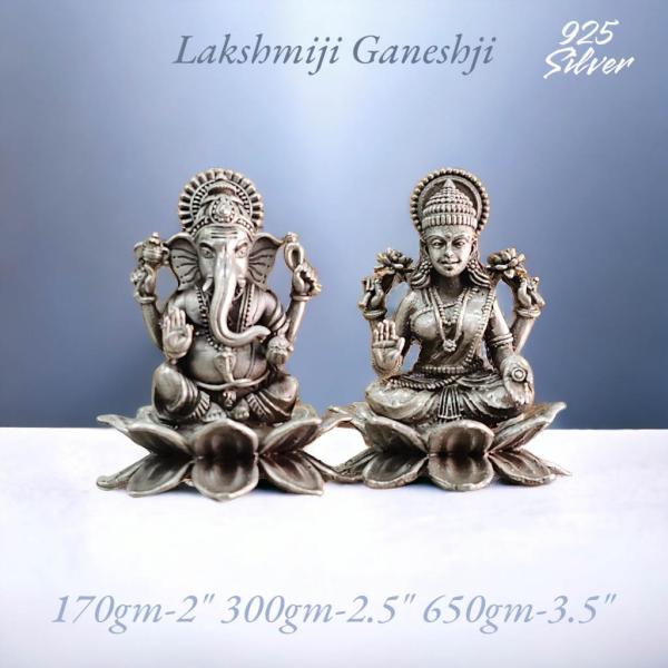 Ganesh Laxmi Idol In Pure 925 Silver (1)