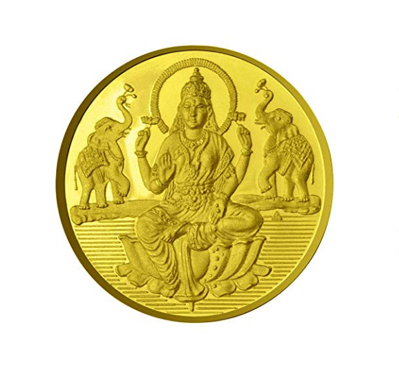 Goddess Laxmi Coin In Pure Silver Gold Plated 20 Gms