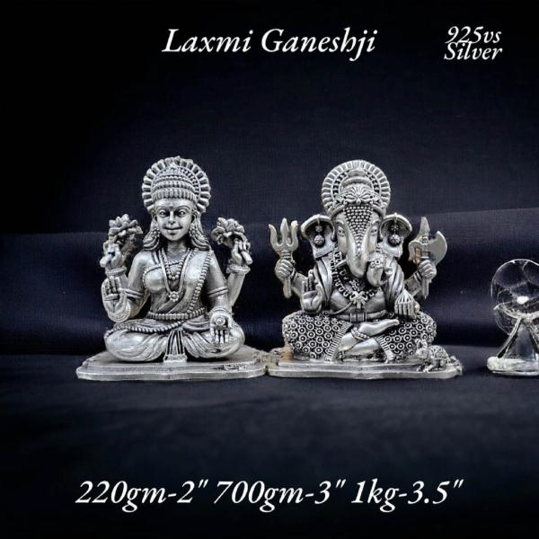 Ganesh Laxmi Idol In Pure 925 Silver (2)
