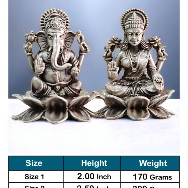 Ganesh Laxmi Idol In Pure 925 Silver (1)