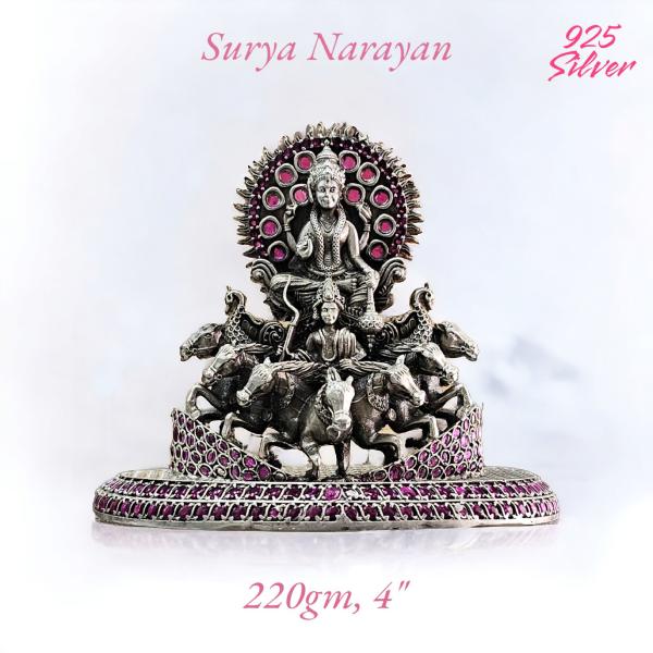 Surya Narayan Idol In Pure 925 Silver