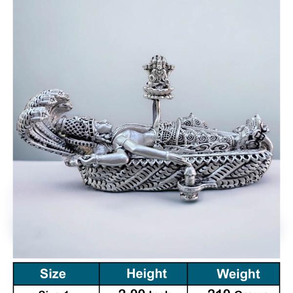 Lord Vishnu Padmanabham Idol In Pure 925 Silver
