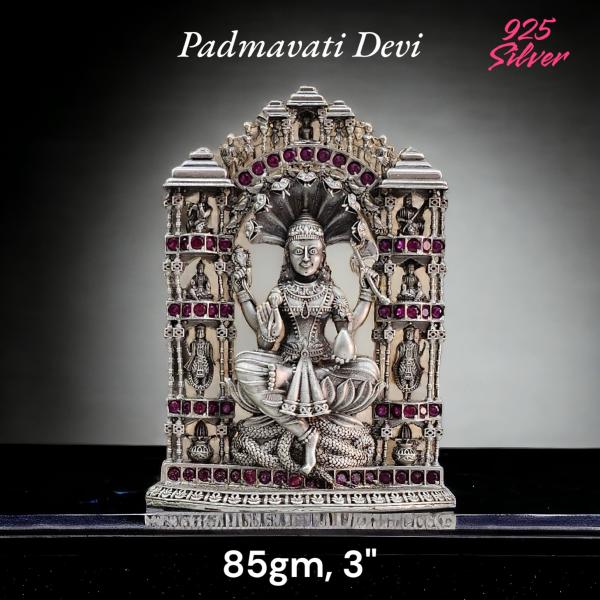Goddess Padmavati Idol In Pure 925 Silver
