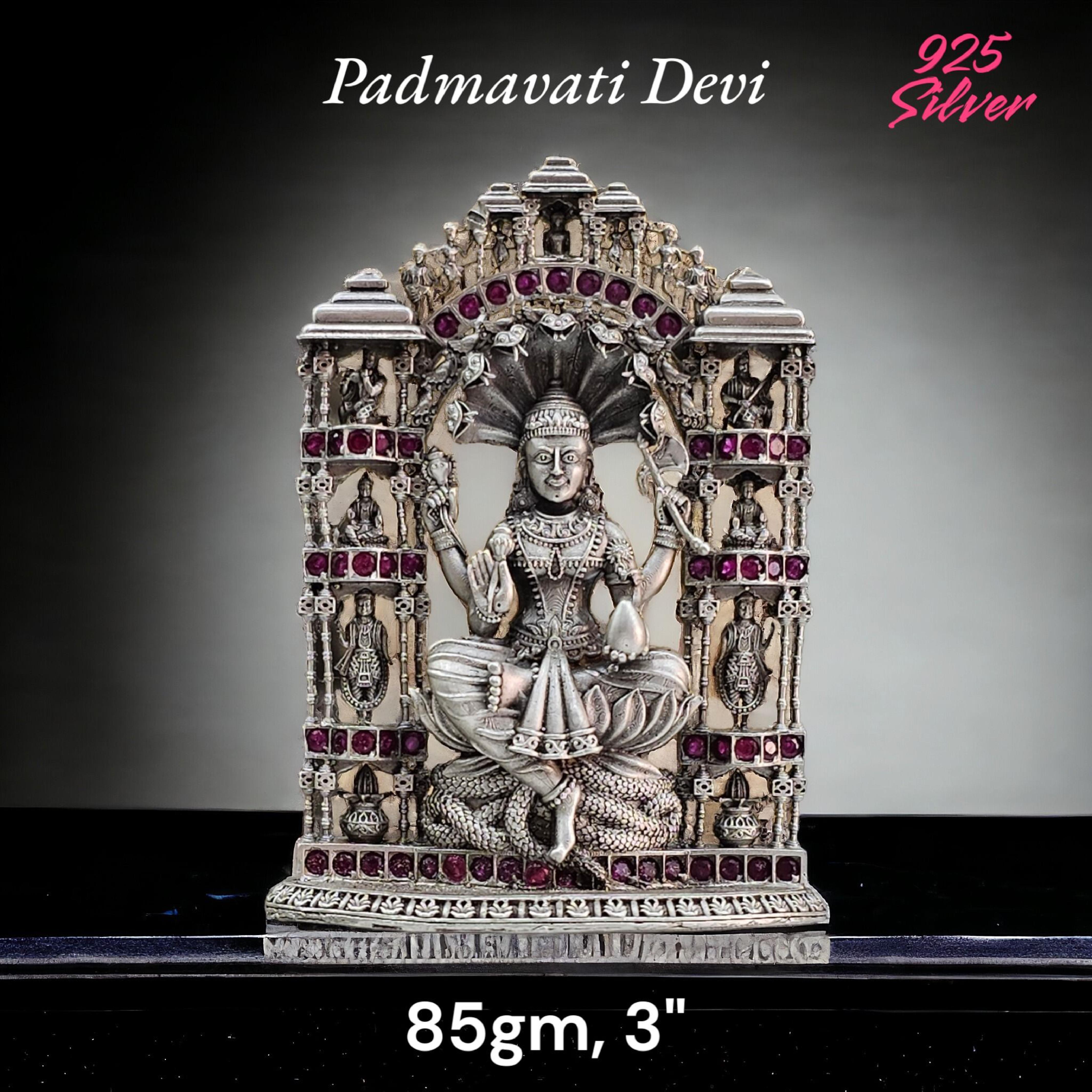 Goddess Padmavati Idol In Pure 925 Silver