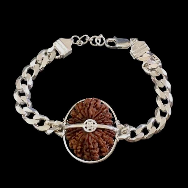 16 Mukhi Nepal Rudraksha In Pure Silver Bracelet