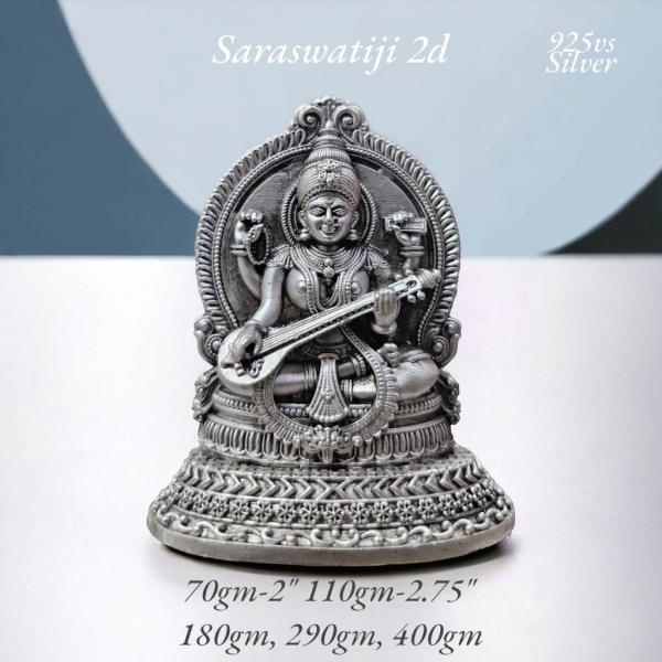 Saraswati Idol In Pure 925 Silver