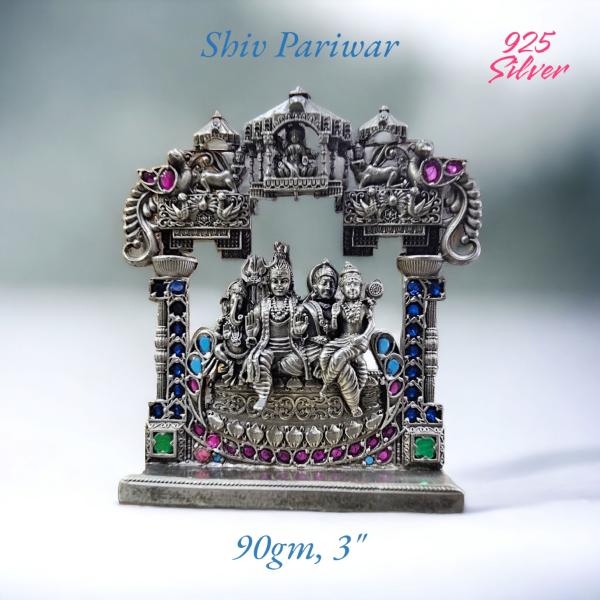 Shiv Parivar Idol In Pure 925 Silver
