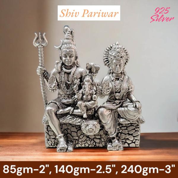 Shiv Parivar Idol In Pure 925 Silver-(2)