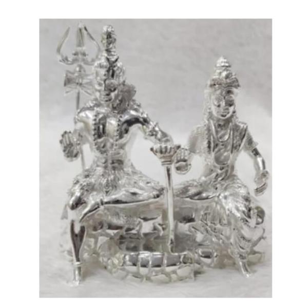 Shiv Parvati Idol In Pure 925 Silver