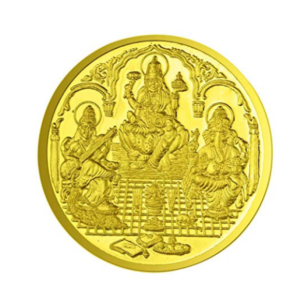 Trimurti Coin In Pure Silver Gold Plated 10 Gms