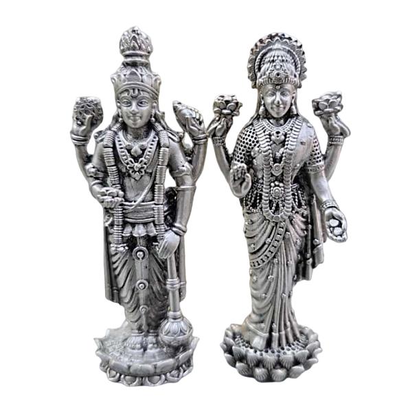 Vishnu Laxmi Idol In Pure 925 Silver