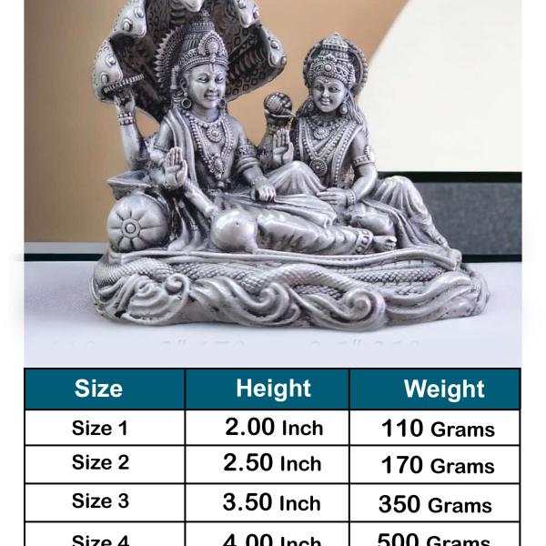 Vishnu Laxmi Idol In Pure 925 Silver (2)